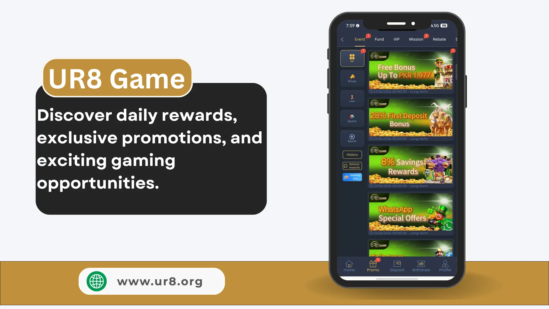 UR8 daily rewards and promotions