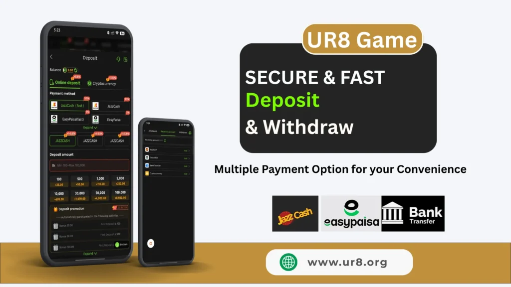 UR8 secure deposit and withdrawal